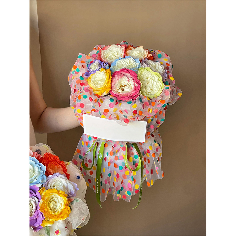 

Colorful Dot Mesh Flower For Flowers, Korean Wrapping Paper For Flowers, Aesthetics Supplies, Diy