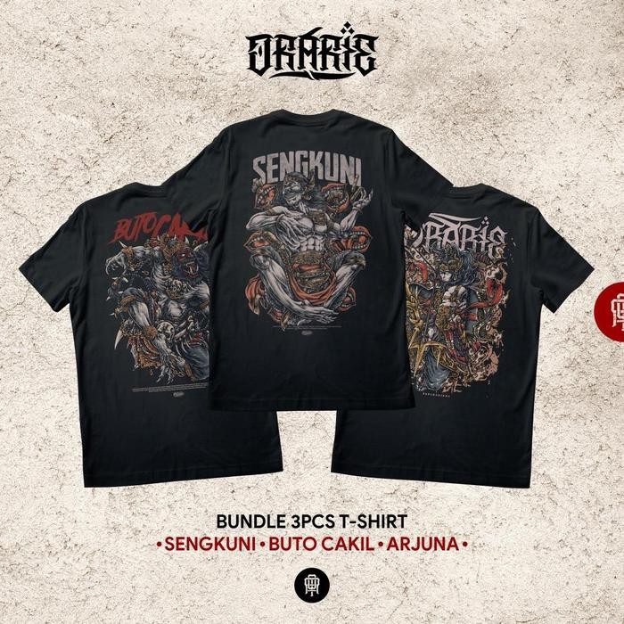 

Promo Orarie - Kaos Bundling Sengkuni Perang Kembang - Sengkuni, Arjuna , & Buto Cakil - Baju Atasan