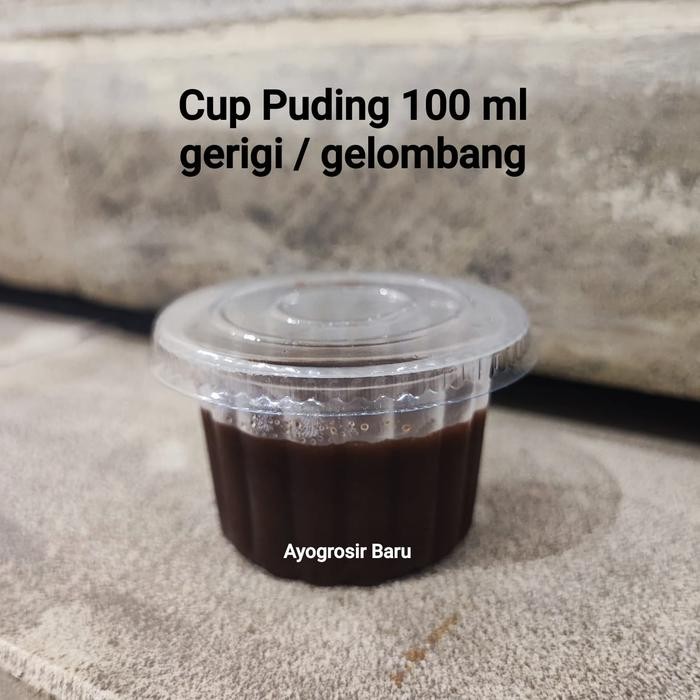 Cup Puding Gelombang 100 ml isi 50 pcs Jelly Gerigi + TUTUP