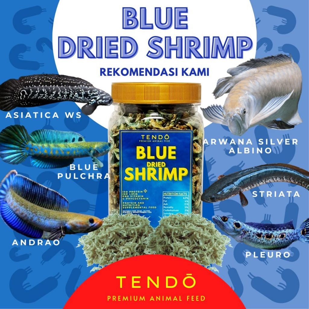 Udang Kering Pakan Ikan Chana Arwana Tendo 60gr