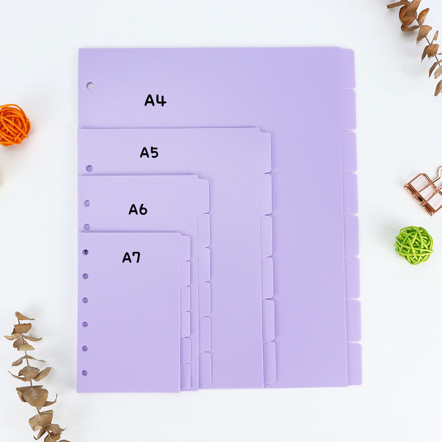 

Skysonic A4/A5/A6/A7 Spiral Binder Index Separator Purple Page Top Dividers 6Pcs/8Pcs Ring Board