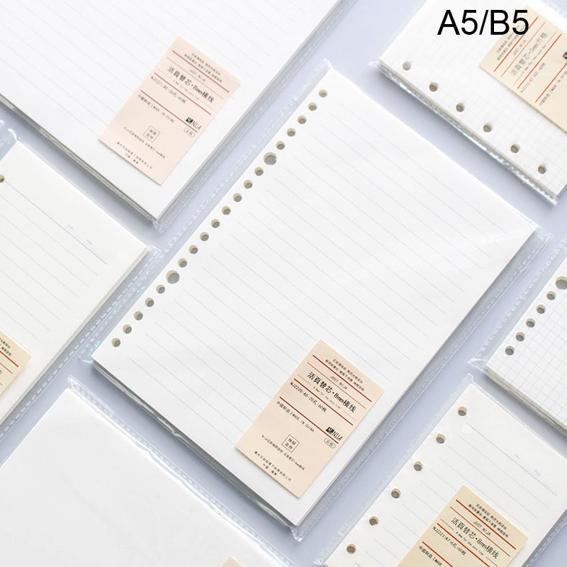 

New A5 B5 Loose Leaf Notebook Refill 60 Sheets Kawaii Spiral Binder Index Inside Page Dot Grid Blank
