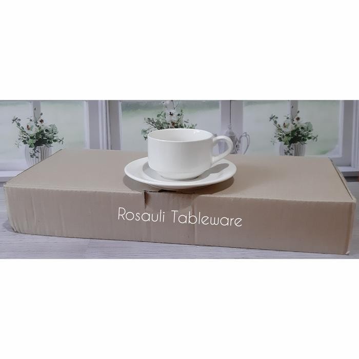Cangkir Set Kerak Kopi Teh Hotel Ware Putih Polos 6 pasang