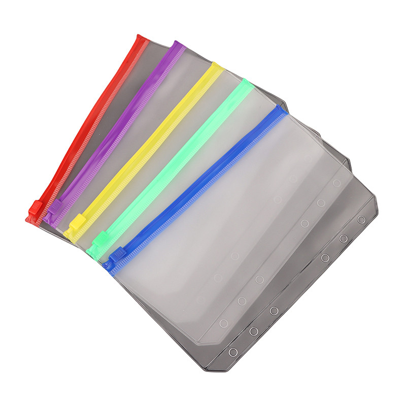 

6Pcs A6 Waterproof Pvc Cash Budget Envelopes Zipper Binder Pouches 6-Hole Binder Pockets For