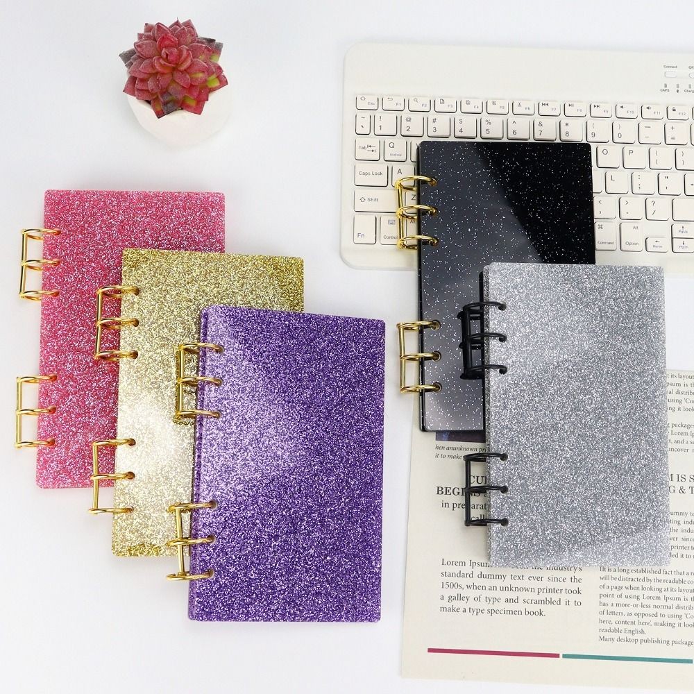 

A6 Acrylic Loose-Leaf Notebook Cover Glitter Transparent Binder Notebook Shell Diy Scrapbook Cover