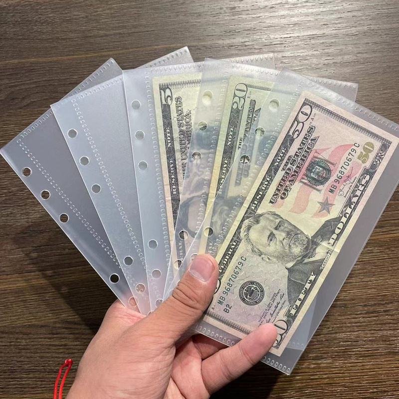 

5Pcs A6 Transparen Pink Black Binder Pockets Binder Folders For Notebook Divider Page Waterproof Pvc