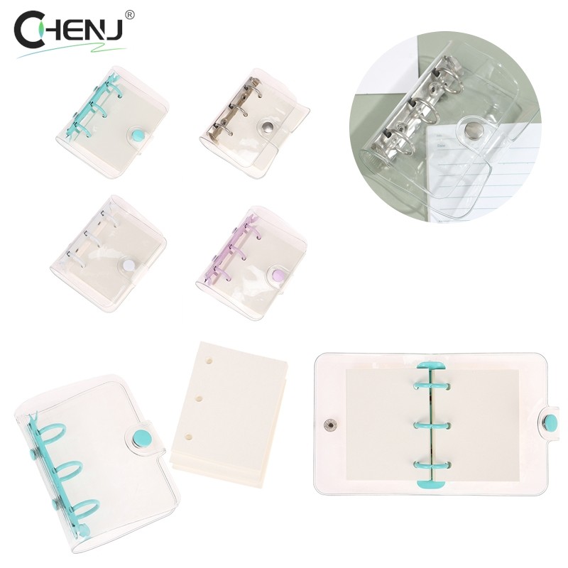 

Transparent 3 Ring Mini Loose-Leaf Notebook Student Portable Hand Book Ring Binder Kawaii School