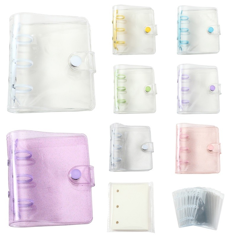 

Creative Cute Transparent 3 Ring Mini Loose-Leaf Hand Book Student Portable Notebook Binder Kawaii