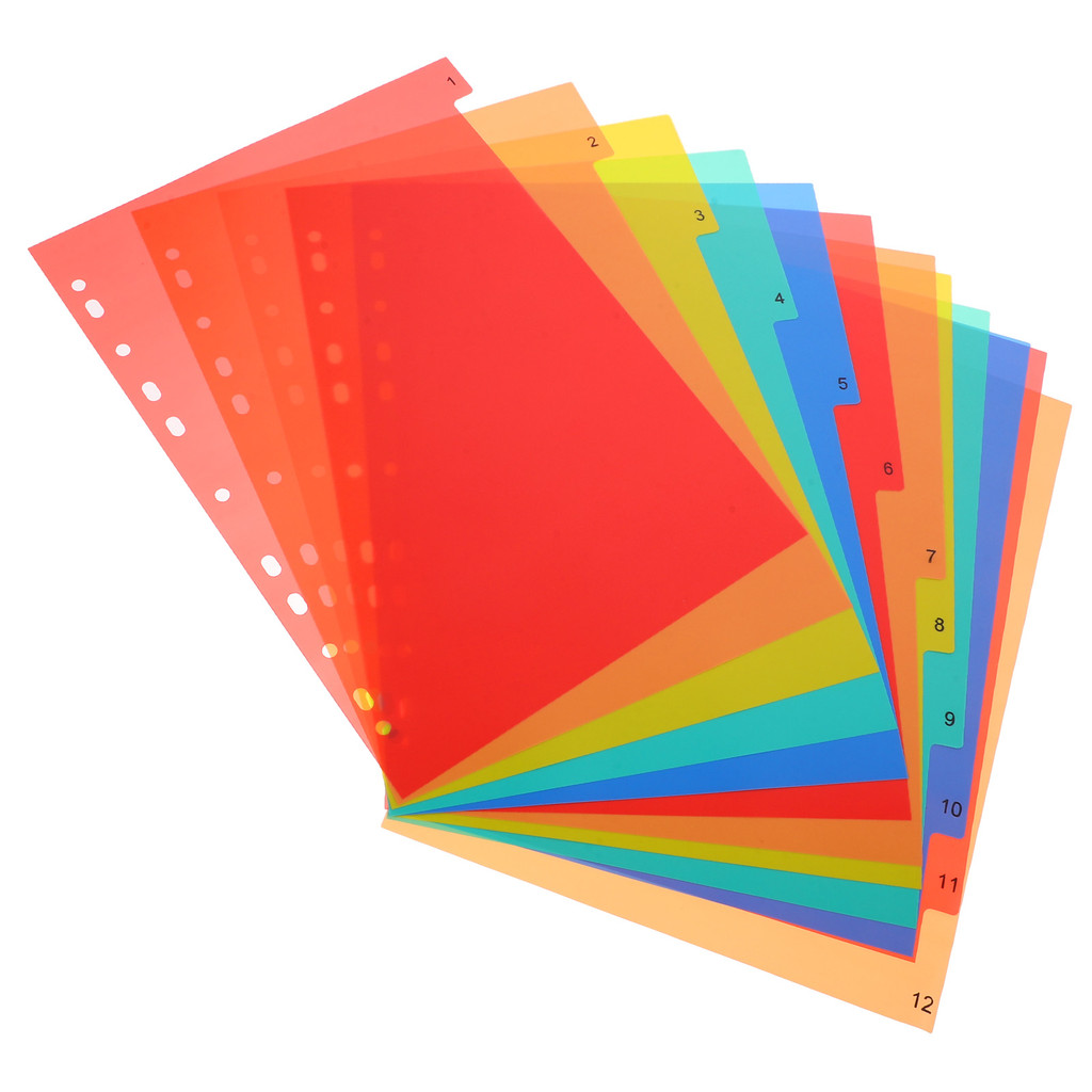 

A4 Separated Loose Leaf Page Dividers Folder Number File Pp Book Binder Plastic Binder Tabs Book