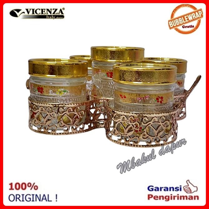 terbaru !!! toples kue toples kaca lebaran set 5 toples bisa putar vicenza gb 5 mewah ready