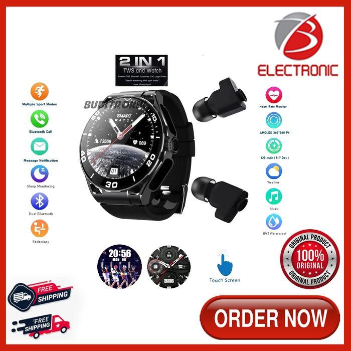 Smartwatch Touchscreen Waterproof Plus Headset Tws / Jam Pintar