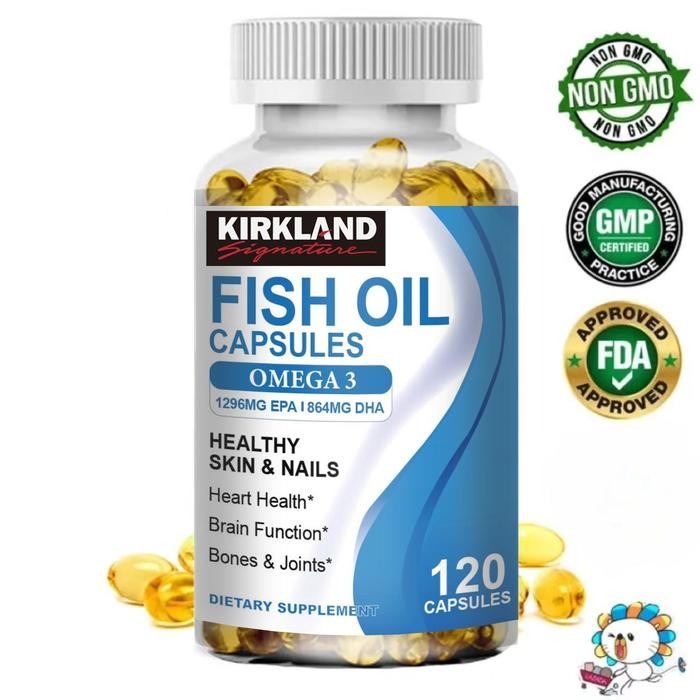 TERLARIS KIRKLAND Fish Oil Capsules Omega3 supplement with EPA & DHA 120pcs SALE