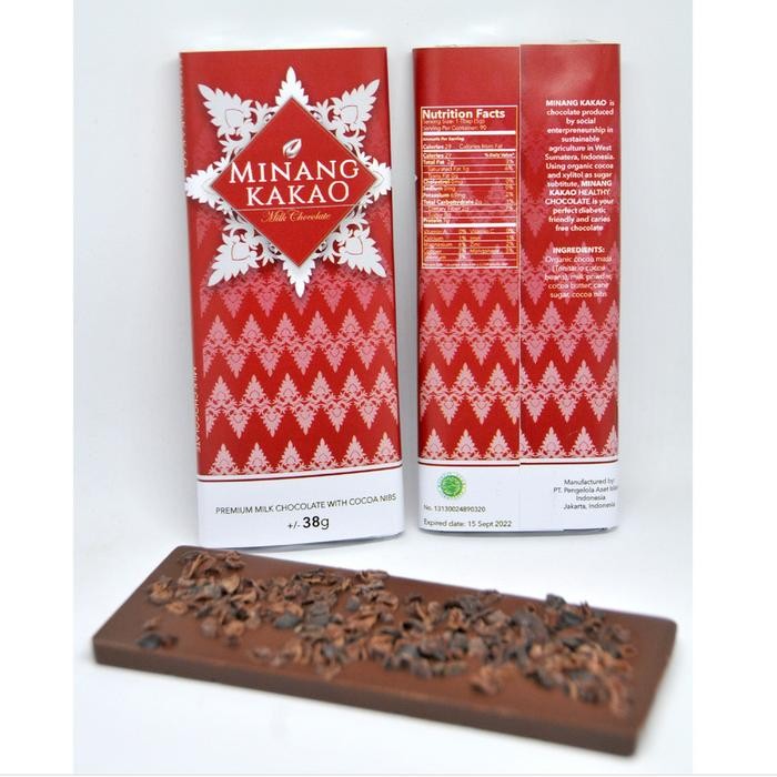 

PastikanTerjaminMutunya- Premium Milk Chocolate with crunchy Cocoa Nibs 38gr Minang Kakao