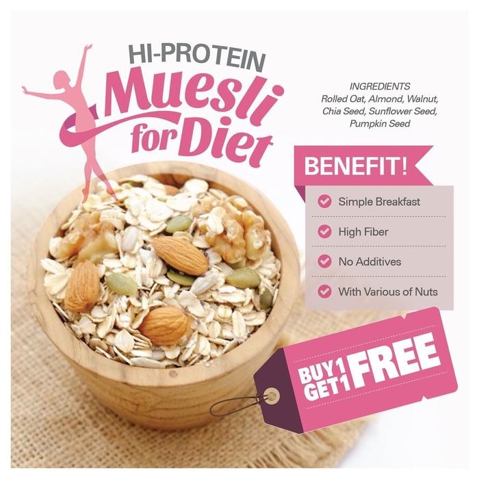 

PastikanTerjaminMutunya- Hi-Protein Muesli BUY 1 GET 1 FREE (500gr x 2pc)