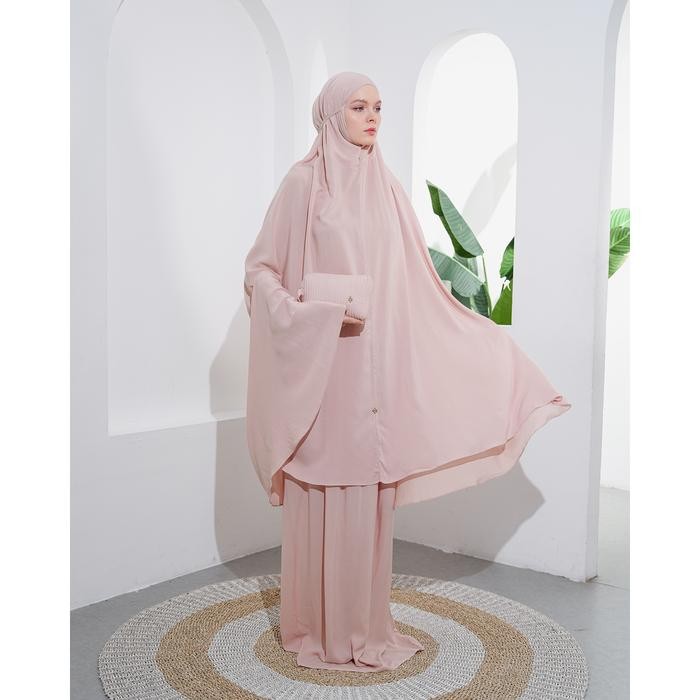 Alwan- Heaven Lights - Purity Plain Prayer Set - Black - Mukena Polos