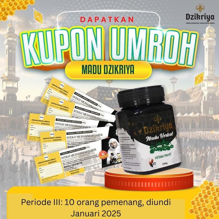 

BnyKpilihAnSkrG- Dzikriya Madu Honey Murni Asli 100% Madu Herbal Hitam Pahit 500g