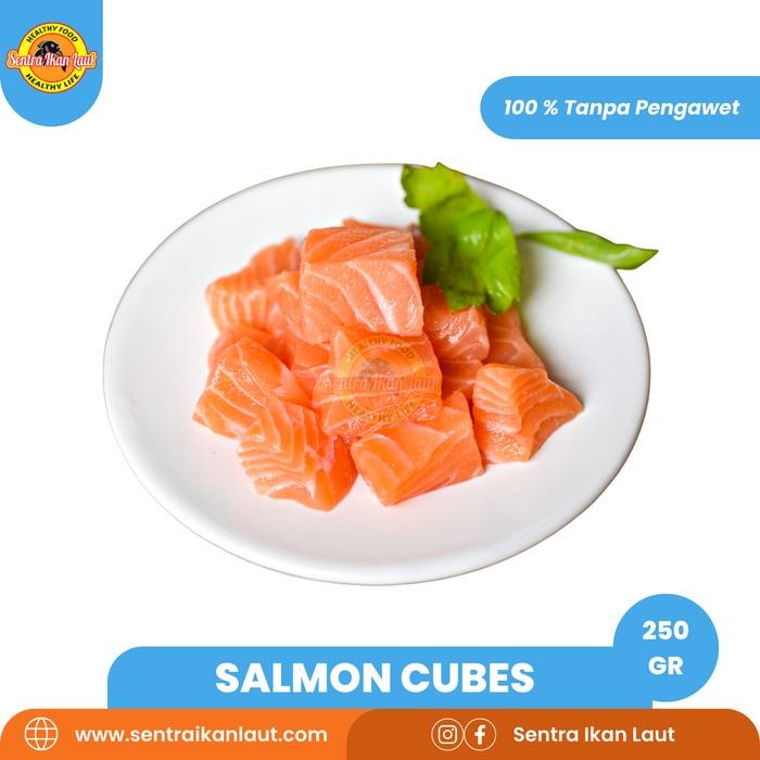 

PastiFreShNya- Ikan Salmon Cube Fish Cut Premium Saikoro Frozen 250 Gram