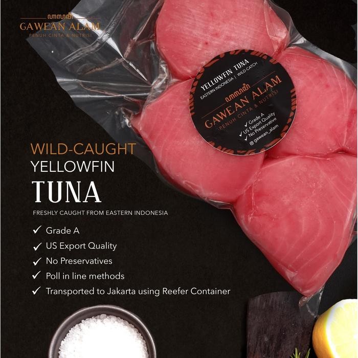 

PastiFreShNya- Yellowfin TUNA - Grade A - Ikan TUNA Sirip Kuning (500 gram)