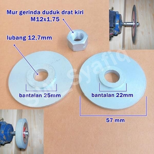 PREMIUM mur nut drat kiri & ring gerinda duduk 5 in 6 in