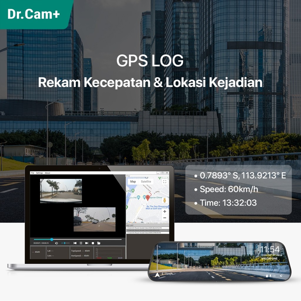 DrCam+ VISION 1 Dashcam Spion DVR Mobil 3K Camera with WiFi Clear Night Vision DVR