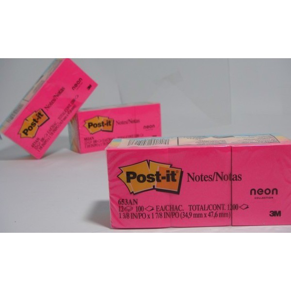 

POST IT 653 AN STICK NOTES NEON 1.5 X 2 (12 PADS)