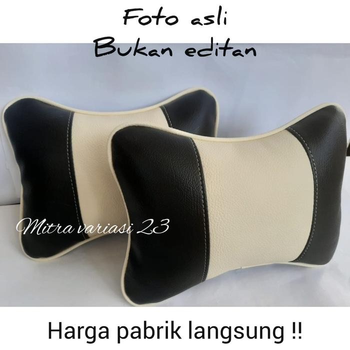 PALING MURAH. BANTAL MOBIL KULIT SINTETIS / BANTAL KULIT SINTETIS (HITAM/CREAM)