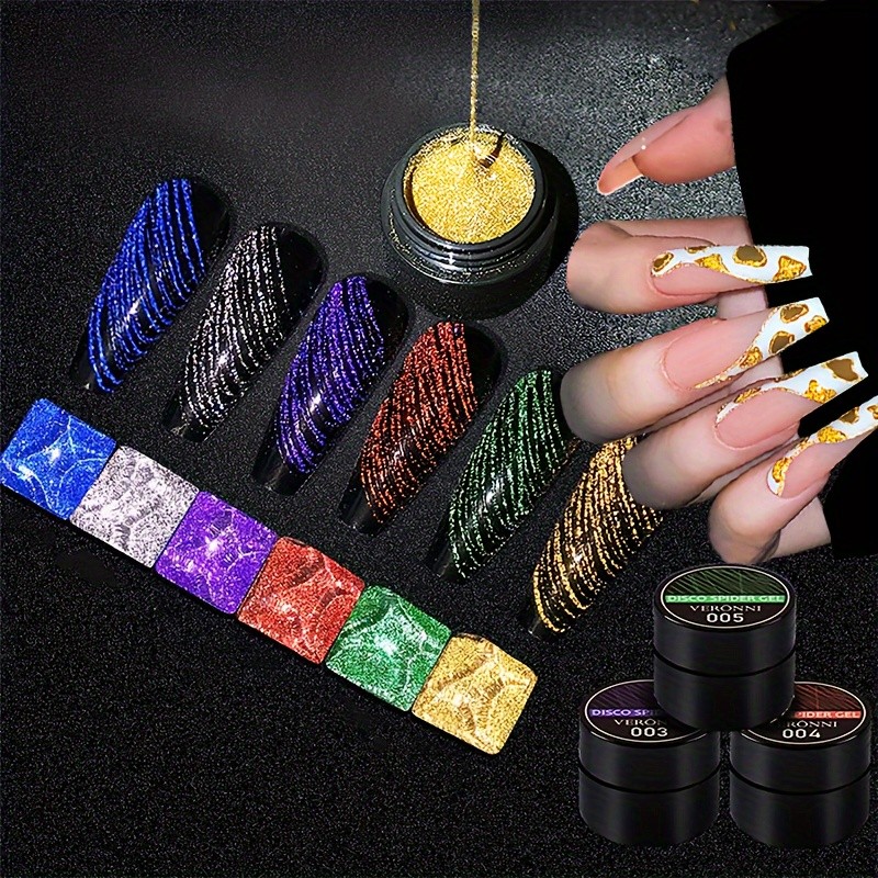 6 Color Spider Gel, New Upgrade Matrix Reflective Brushed Spider Gel, Nail Design Gel Paint Line
