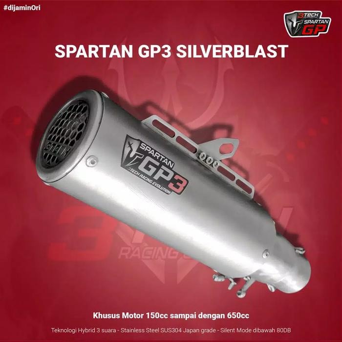 BURUAN,. KNALPOT HYBRID 3TECH SPARTAN GP3 STAINLESS FULLSYSTEM 250CC 2 CYLINDER