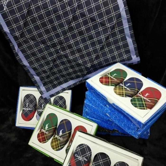 SAPU TANGAN PERBOX ISI 6PCS BAHAN KATUN SAPU TANGAN UNISEX PRIA WANITA DEWASA FASHION TAMPIL KEREN