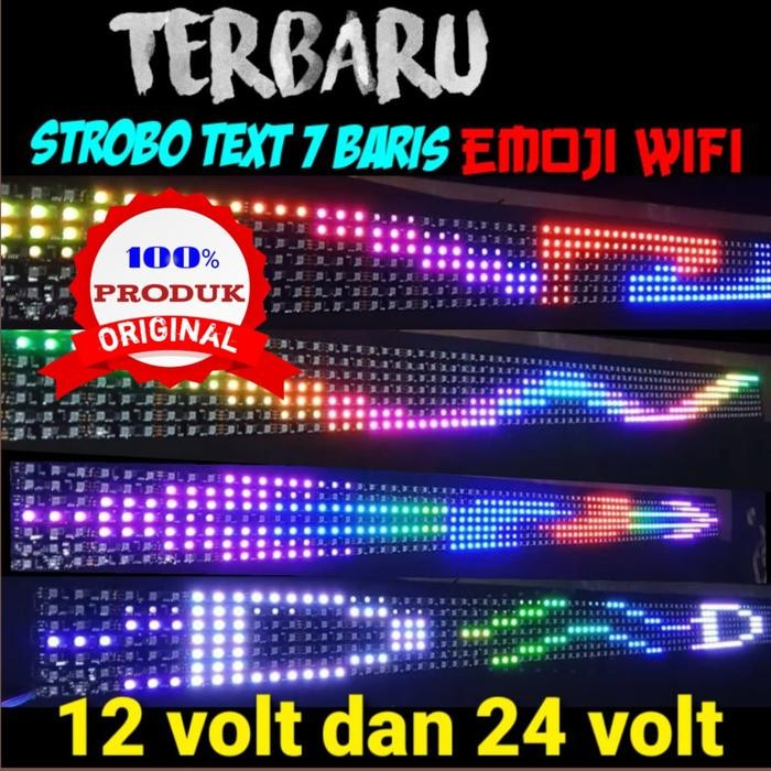 Lampu Led Variasi Mobil Running Texs 7 Baris Emoji Bisa Ganti Texs Via Hp 12/24 Volt Car Kendaraan