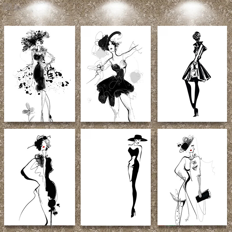 

Minimalist And Beautiful Portrait Sketching Series Theme Canvas Printing Fashion Popular Color Mural