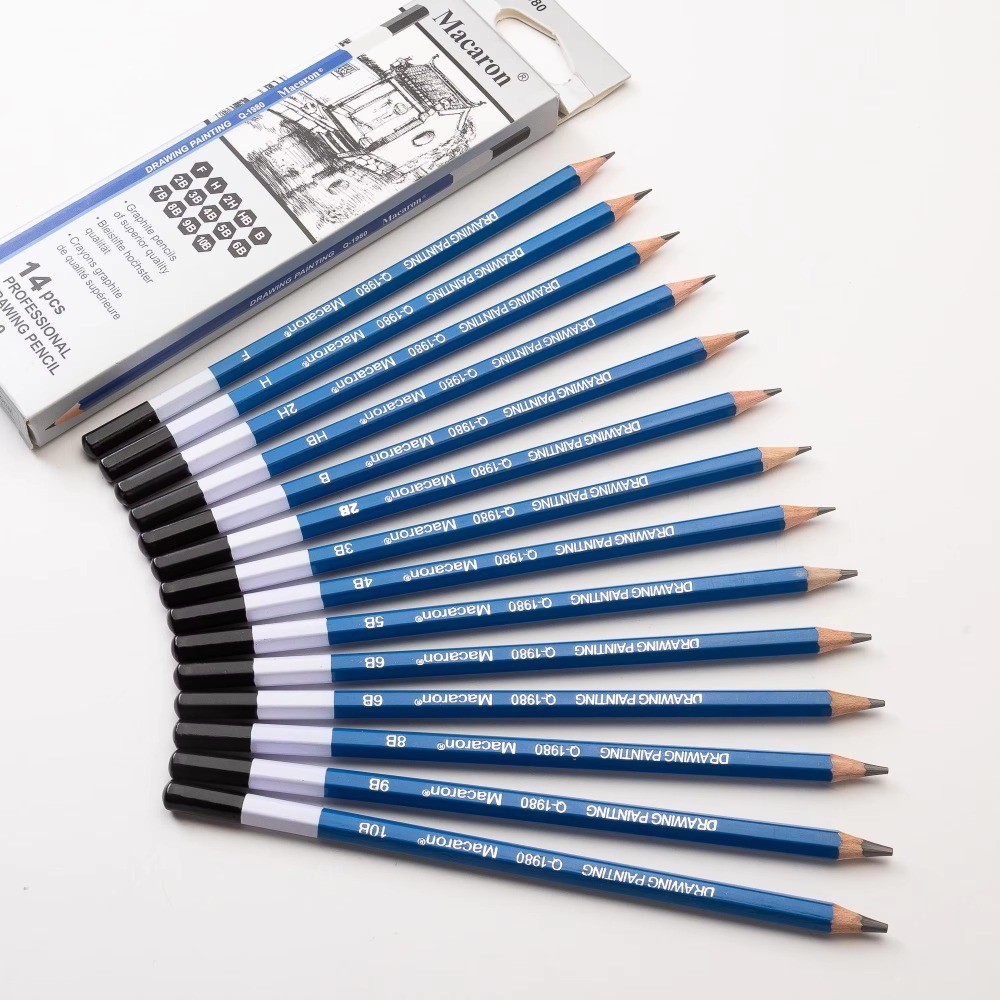 

14Pcs/Set Professional Sketch Pencil F/H/2H/Hb/B-10B Black Graphite Sketch Charcoal Pencil Writing