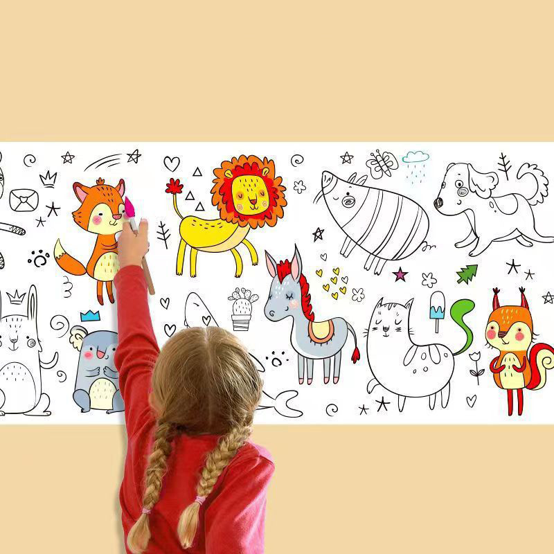 

Coloring Paper Roll Graffiti Scroll Paper-Cut Drawing Roll Diy Color Filling Paper For Kids Painting