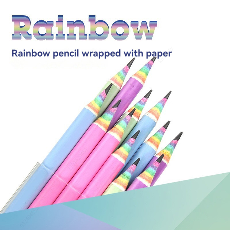 

1-3Pcs/Set Children'S Rainbow Paper Hb Pencil Environmentally Friendly Non-Toxic Writing And