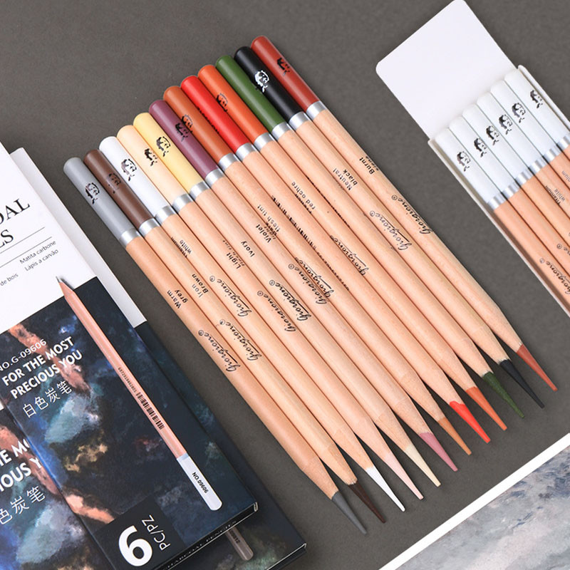 

Set Of 12 Professional Sketch Charcoal Pencils Set Pastel Matte Colored Pencil For Student Sketching