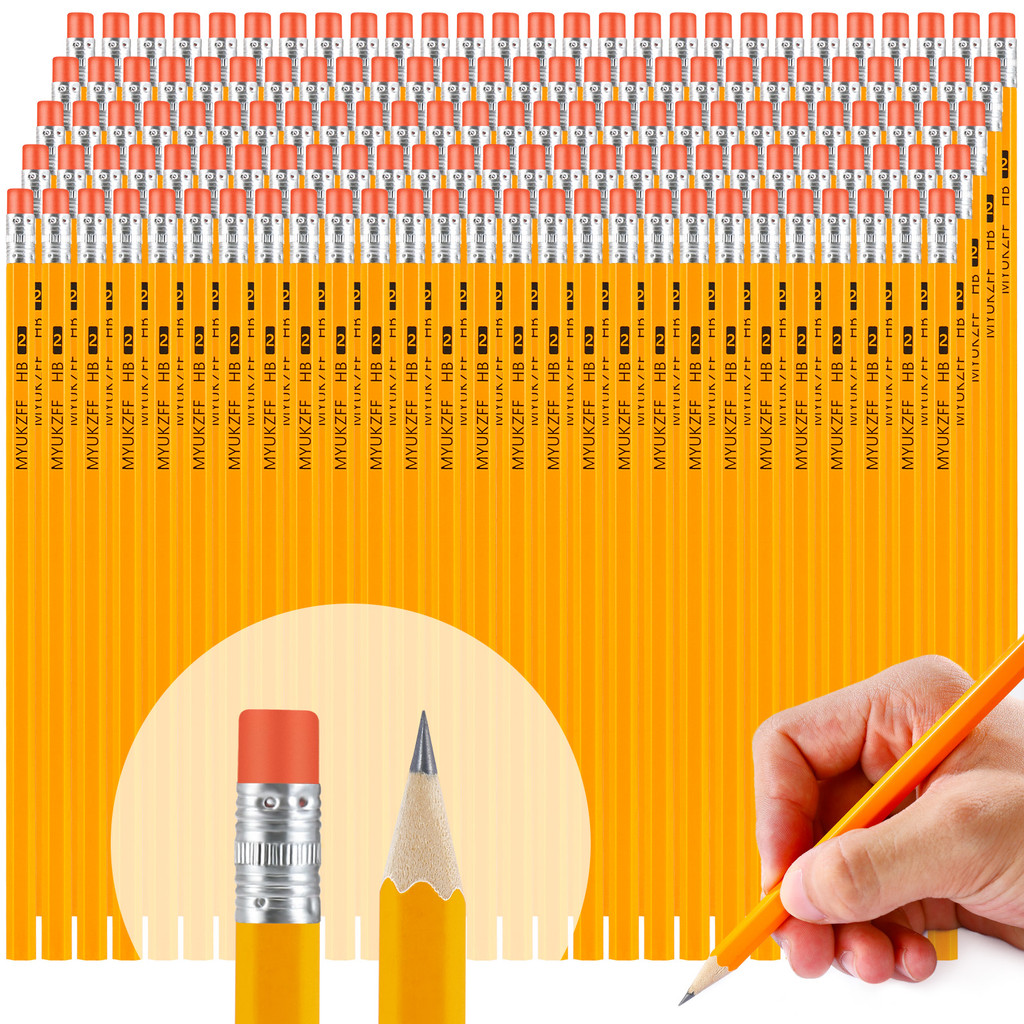 

150/100/50/30 Pcs Yellow Pencils Bulk Wood Pencils With Erasers 2 Hb Pencil Wood Cased For For