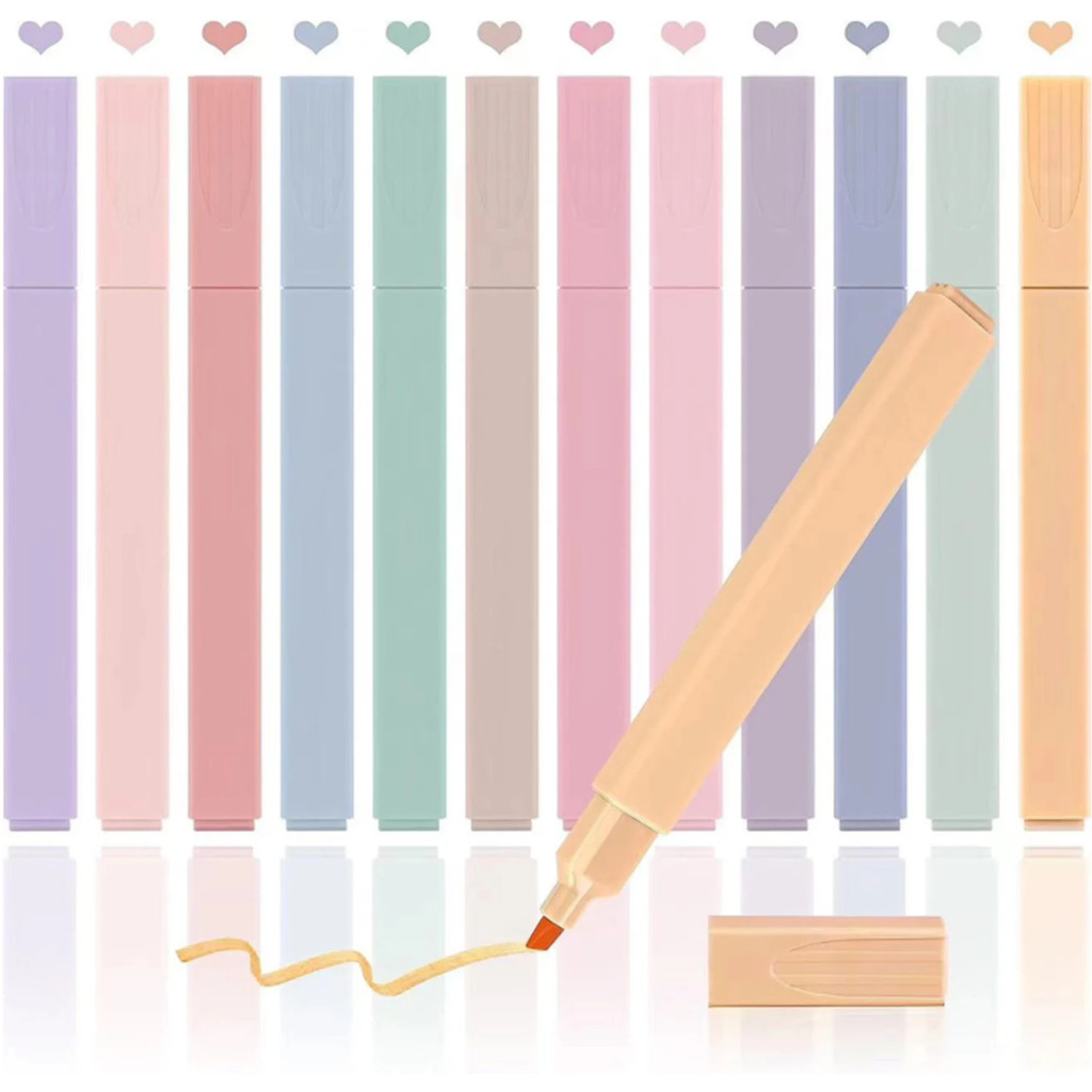 

Highlighters Cute Pastel Pens 12 Colors Bible Pens No Bleed With Soft Tip Aesthetics Pens Markers