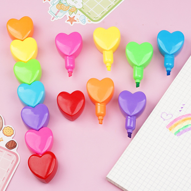 

Kawaii Multicolor Assembly Heart Fluorescent Marker Student Stationery Painting Pen Drawing Line