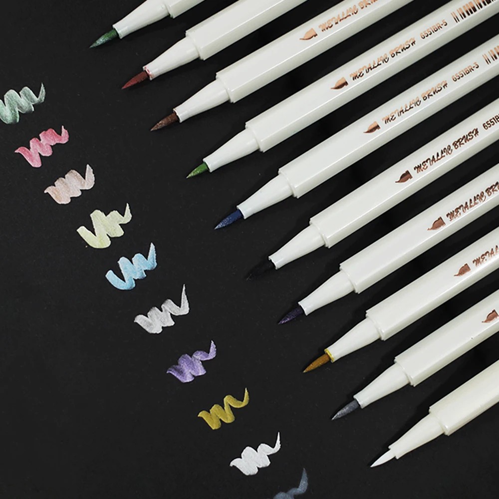 

Watercolor Soft Mental Brush Pens Lettering Painting Marker Pens Supplies Student Calligraphy