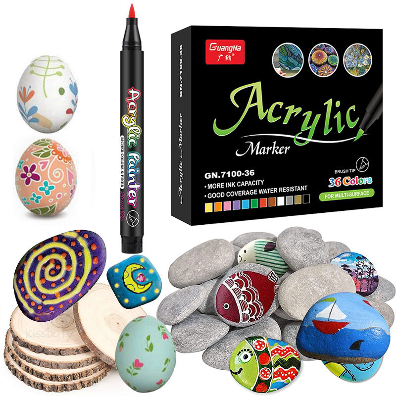 

36 Colors Acrylic Marker Pen Acrylic Paint Brush Markers Pens For Christmas Art Rock Painting,Card