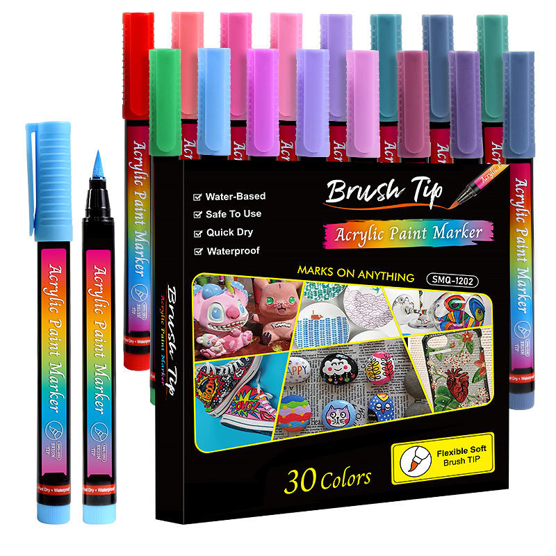

12 Count Metallic Marker Pen Set, Quick Dry And Fade Resistant Soft Tip Markers For Wood, Plastic,