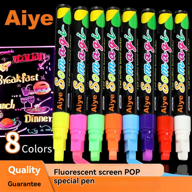 

Liquid Erasable Chalk Markers Pens - 8 Colors Washable & Wet Erase Neon Art Makers For Blackboard