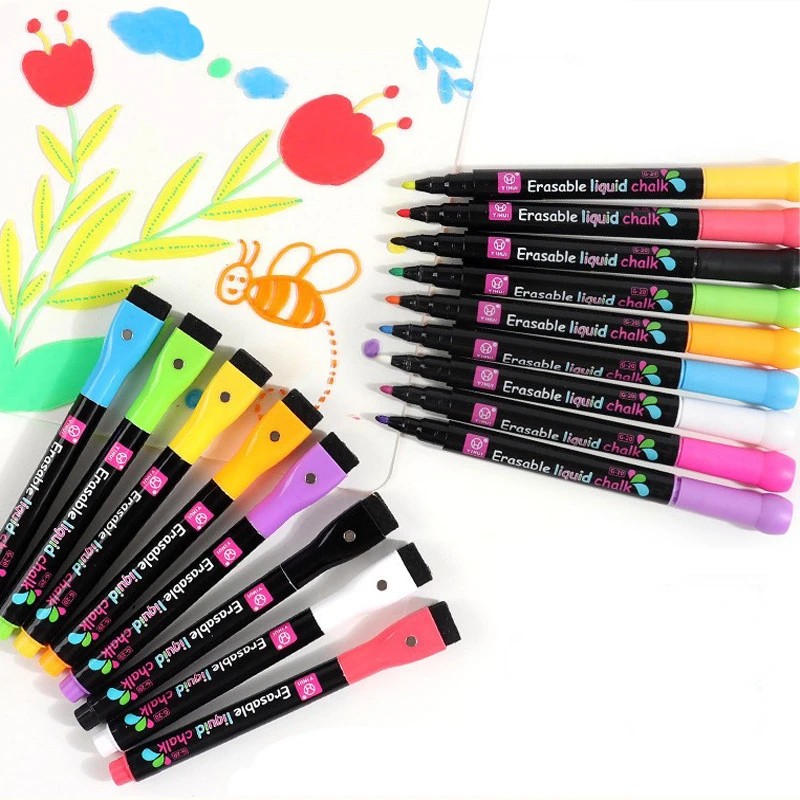 

4/8 Color Magnetic Dry Erase Markers Erasable Whiteboard Marker Pens With Eraser Led Fluorescent Pen