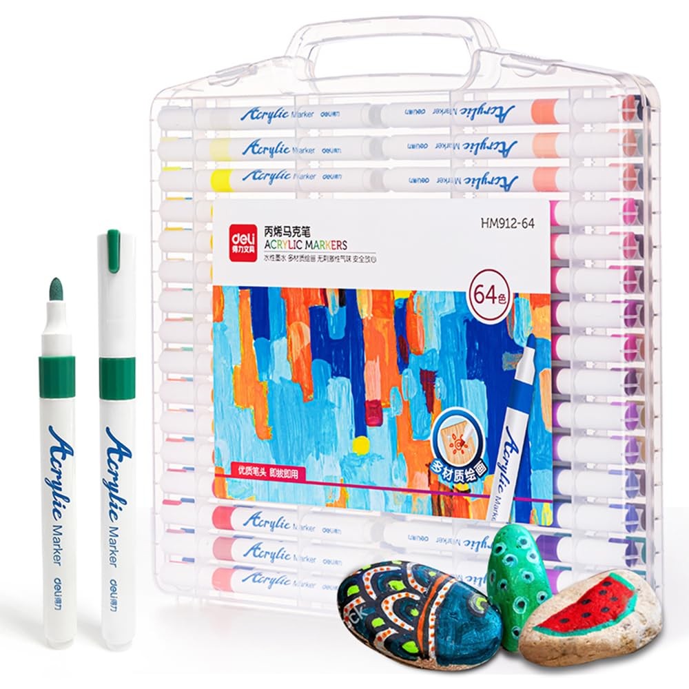 

Deli Paint Markers Quick Drying Acrylic Marker Pens For Kids Paint Pens Paint Markers For Wood Rock