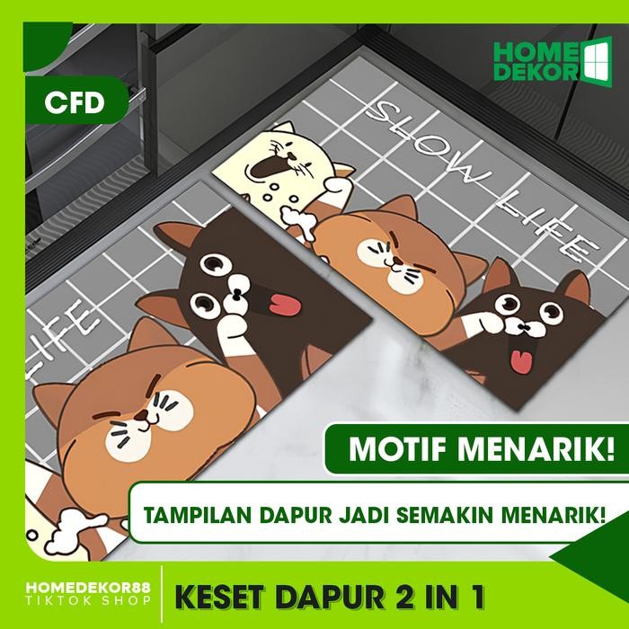 New HOMEDEKOR X Mami Louis Keset Dapur Anti Selip 2 In 1 Untuk Lantai Dapur Keset Kamar Mandi Keset