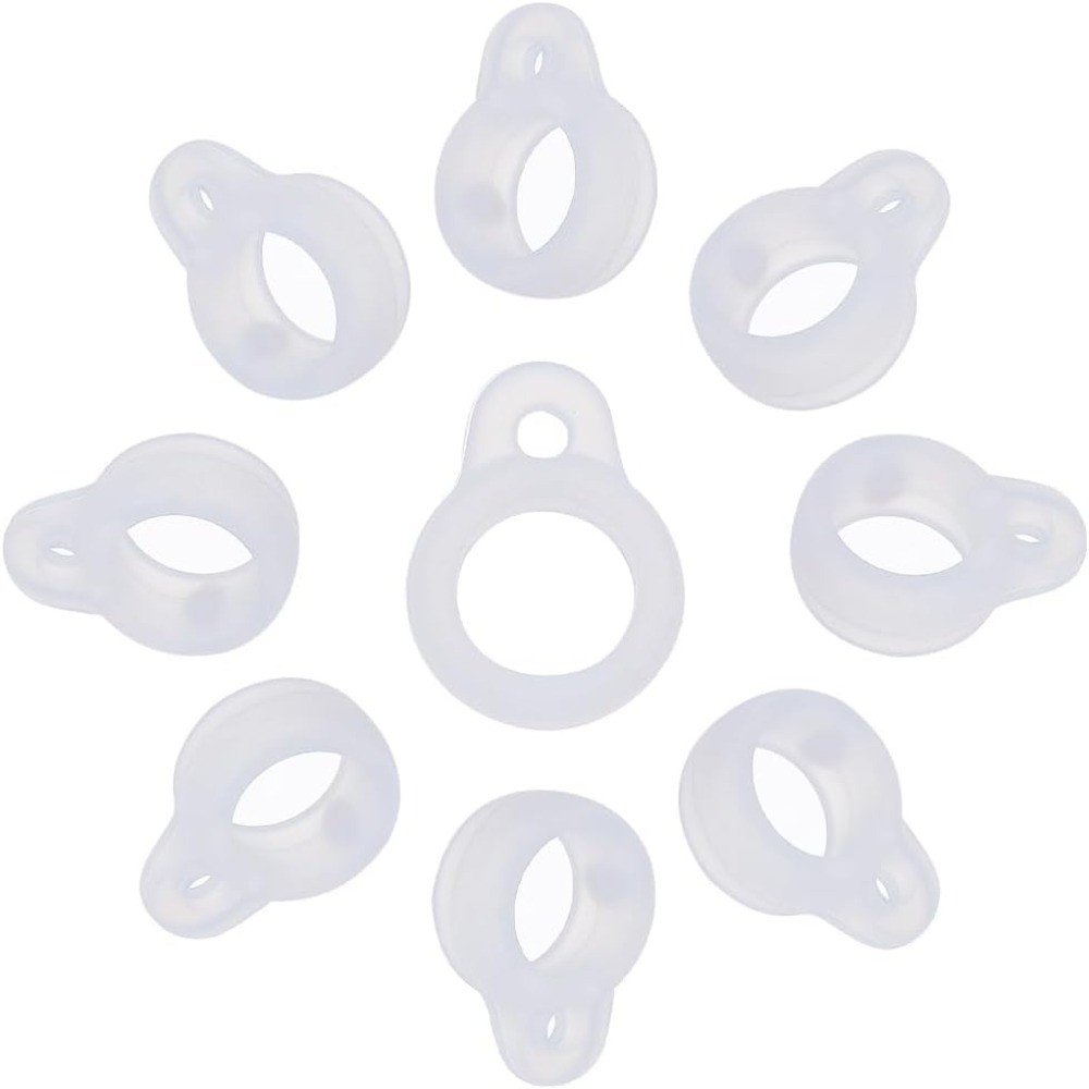

1 Box 60Pcs White Anti-Lost Silicone Rubber Rings Holder Silicone Pendant Multipurpose Adjustable