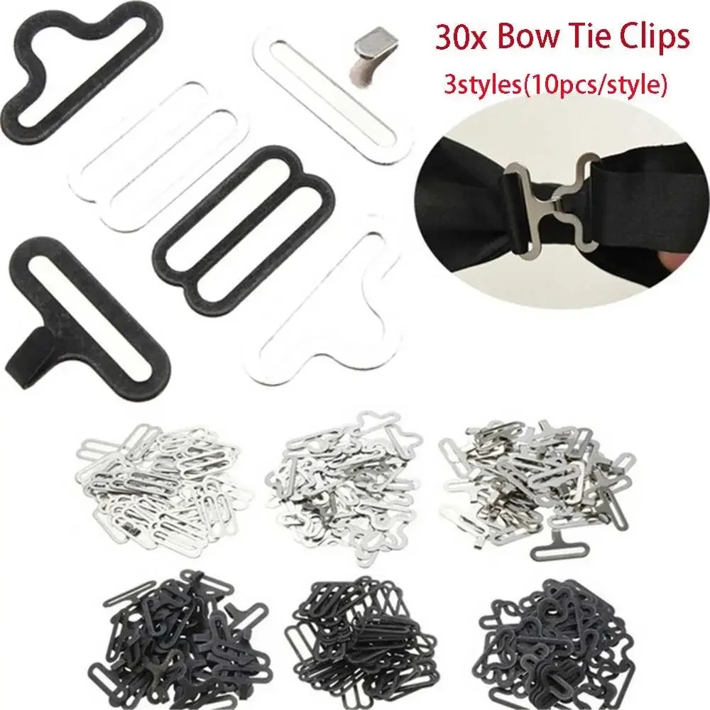 

30Pcs Adjustable Cravat Clip Bow Tie Metal Necktie Strap Sling Buckle Hook Fastener Diy Crafts