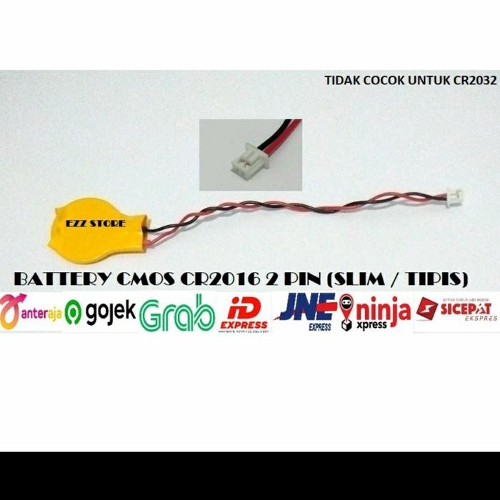 BATERAI BATTERY BIOS CMOS CR2016 CR 2016 2 PIN KABEL JACK BESAR MOLEX