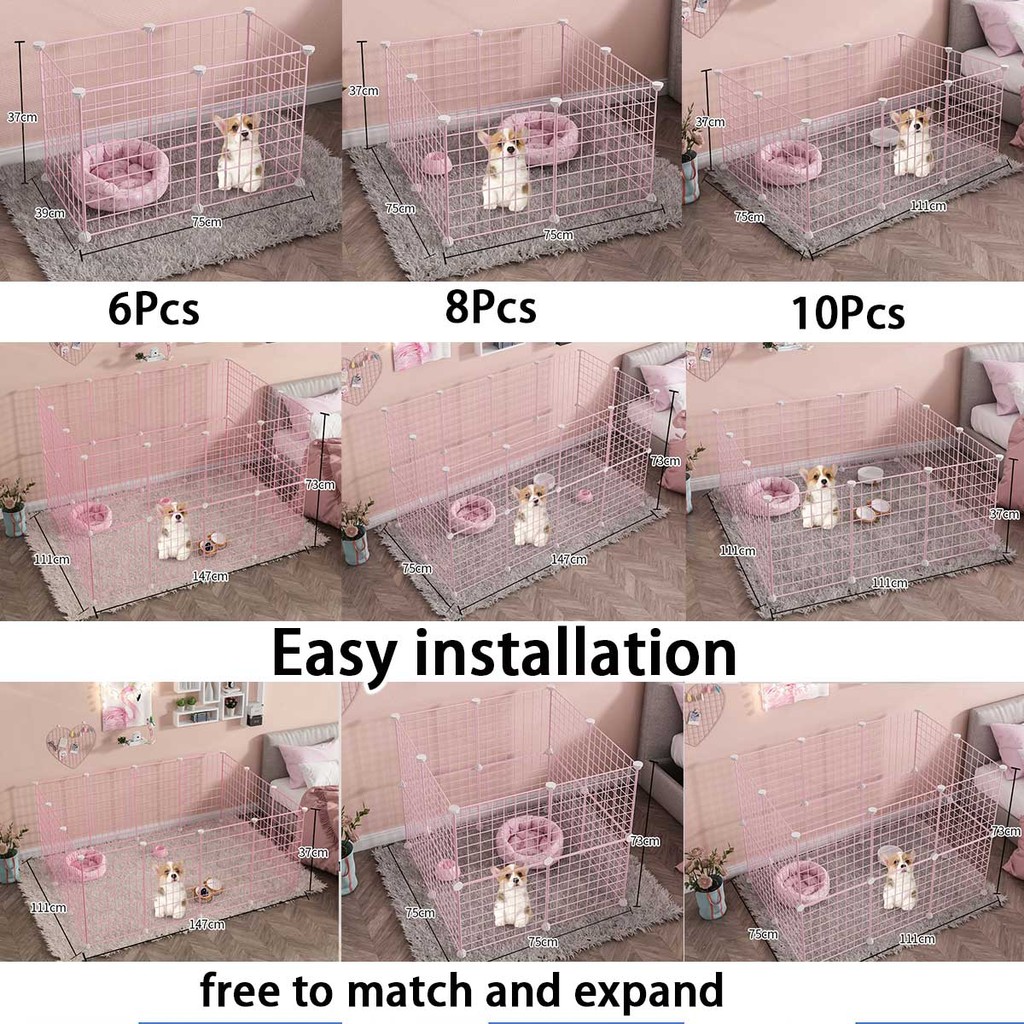 Pink pet fence DIY iron mesh can be freely combined cat cage dog cage hamster cage rabbit cage