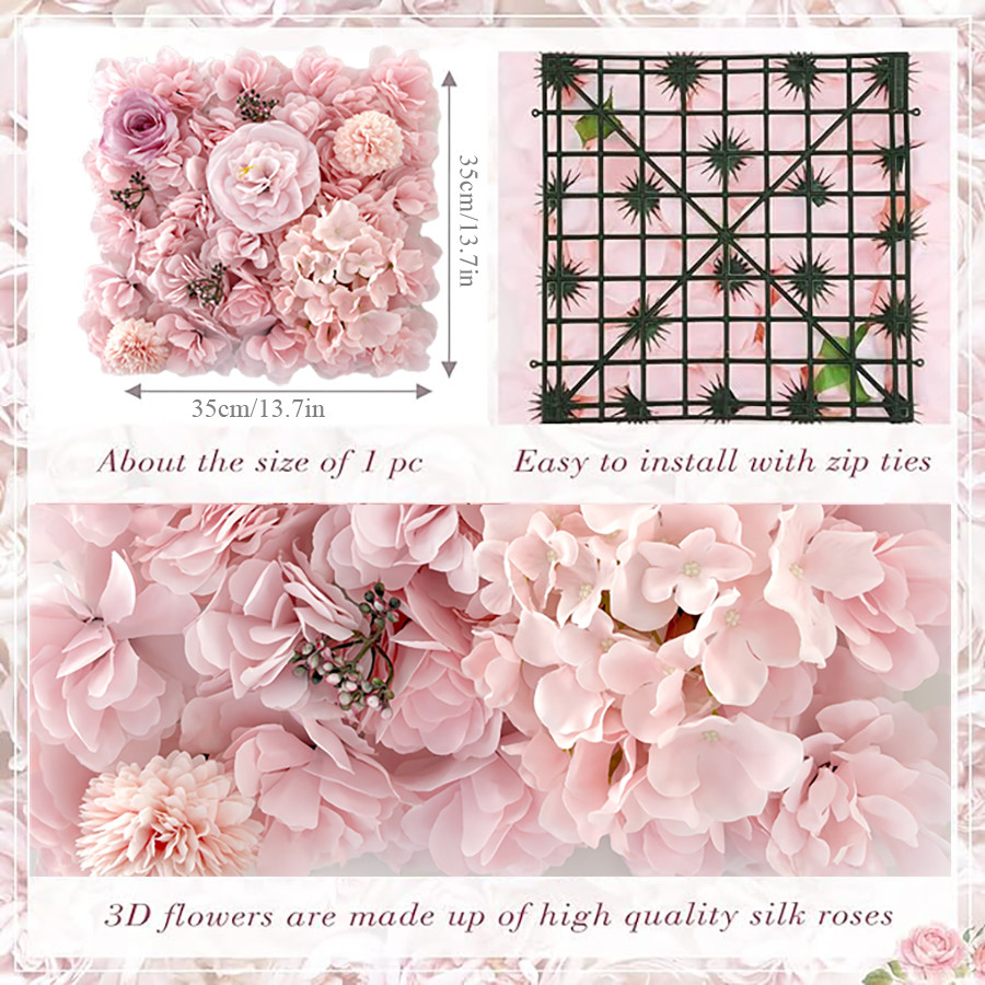 Artificial Flower Wall Panel 3D Rose Flower Background Artificial Rose Wall Party Wedding Backdrop B